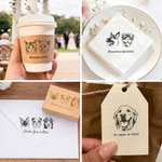 Sello de madera personalizado con cara de mascota y texto decoración de invitaciones regalo de boda para recién casados y amantes de mascotas
