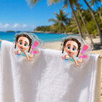 Personalized Cute Cartoon Diving Kids Clear Acrylic Clip with Name Set of 2 Daily Use Summer Vacation Birthday Gift for Kids
