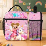 Personalized Cartoon Kid Character Dinosaur Fantasy Unicorn Insulated Lunch Bag with Name Daily Travel Back to School Birthday Gift for Kids Students