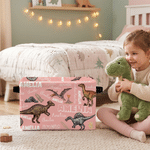 Personalised Multicolour Dinosaur Pattern Storage Basket with Name Daily Use Nursery Decor Birthday Gift for Dinosaur Lovers Kids