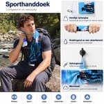 Gepersonaliseerde sneldrogende en absorberende sporthanddoek met wandelaarsilhouet koord en naam verjaardagscadeau voor wandelaars en bergliefhebbers