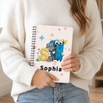 Personalized Cartoon Anthropomorphic Design A5 Spiral Notebook with Name and Initial Daily Use Teacher's Day Birthday Gift for Teachers Students