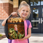 Personalized Cartoon Kid Character Dinosaur Fantasy Unicorn Insulated Lunch Bag with Name Daily Travel Back to School Birthday Gift for Kids Students