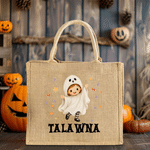 Personalized Halloween Cartoon Character Large Tote Bag with Name Halloween Party Gift for Kids