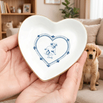 Plato decorativo de cerámica personalizado con foto de mascota, estilo porcelana azul y blanca, con nombre; regalo de cumpleaños o conmemorativo para los amantes de las mascotas