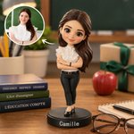 Figurine 3D personnalisée avec photo et texte - Décoration de bureau originale - Cadeau pour la Journée des enseignants ou la rentrée