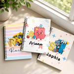 Personalized Cartoon Anthropomorphic Design A5 Spiral Notebook with Name and Initial Daily Use Teacher's Day Birthday Gift for Teachers Students