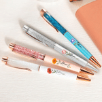 Personalised Birth Flower Glitter Dynamic Liquid Sand Ballpoint Pen with Name Office Supplies 2 Pcs Teacher's Day Gift for Teacher