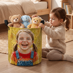 Individuell gestalteter, wasserfester Wäschekorb im Ölgemälde-Stil mit Namen – Raumdekoration und Geburtstagsgeschenk für Kinder, Jungen und Mädchen