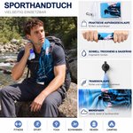 Personalisiertes Sporthandtuch mit Wanderer-Silhouette | schnelltrocknend | mit Trageschlaufe | Geburtstag Geschenk für Bergsteiger Outdoor-Fans