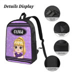 Personalized Gradient Sequin Cartoon Kid Character Backpack Lunch Bag Pencil Case Set of 3 with Name Back to School Birthday Gift for Boys Girls