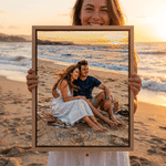 Personalized Summer Vacation Photo Commemorate Framed Canvas Print with Name Home Decor Ship from USA Anniversary Gift for Couple
