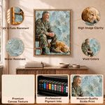 Personalized Modern Oil Painting Style Veterans Photo Framed Canvas Prints with Name Home Decor Ship from USA Anniversary Gift for Retired Soldier
