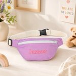 Personalised Embroidery Name Colourful Canvas Kids Crossbody Waist Bag Daily Use Children's Day Birthday Gift for Boys Girls