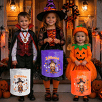 Personalised Halloween Cartoon Witch Hat Trick or Treat Bag with Name and Photo Halloween Party Gift for Kids