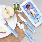 Personalized Cartoon Photo Word Cloud Gradient Kid's Fork Spoon Knife 3 Pcs Cutlery Set Back to School Birthday Gift for Boys Girls