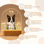 Personalized Floral Pet Photo Acrylic LED Night Light with Name Date and Wooden Base Home Decor Pet Memorial Sympathy Gift for Pet Owner