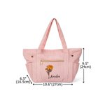 Personalisierte Multicolor Geburt Blume große Cord Tote Tasche mit Namen täglichen Gebrauch Geburtstag Geschenk für Mama Oma Häkeln Enthusiast