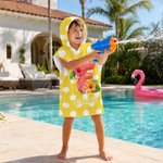 Personalised Polka Dot Summer Theme Initial Quick Dry Hooded Beach Towel with Name Beach Swimming Pool Summer Holiday Gift for Kids