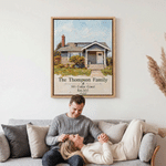 Personalised Oil Painting House Building Canvas Print with Photo Address Year and Text Wall Decor Ship from USA Housewarming Gift for Family Friends