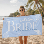 Personalised Starfish Shell Quick Dry  Bride Beach Towel with Name Vacation Wedding Honeymoon Gift for Bride