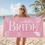Personalised Starfish Shell Quick Dry  Bride Beach Towel with Name Vacation Wedding Honeymoon Gift for Bride