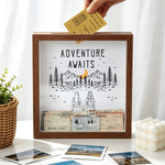 Personalized Adventure Couple Wooden Memory Box with Name Home Decor Anniversary Birthday Gift for Couple