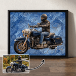 Gepersonaliseerde motorfiets canvasprint met structuur foto en naam - wanddecoratie en verjaardagscadeau voor motorliefhebbers
