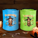 Personalised Halloween Cartoon Witch Hat Trick or Treat Bag with Name and Photo Halloween Party Gift for Kids