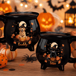 Personalised Halloween Style Pet Photo Pumpkin Cauldron Ceramic Coffee Mug with Name and Handle Halloween Party Birthday Gift for Pet Owners Lovers