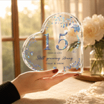 Personalized Glitter Leaf Border Year of Love Heart-Shaped Acrylic Plaque with Names Valentine's Day Wedding Anniversary Gift for Couple