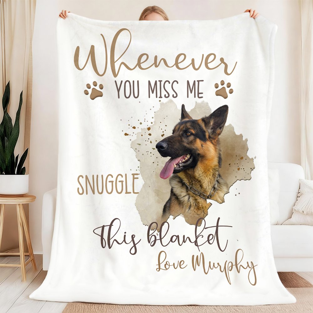 Whenever You Miss Me Personalised Pet Photo Fleece Blanket – Customised with Your Pet's Name, Memorial Gift for Pet Lovers 4
