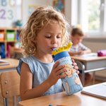 Personalised Multicolour Excavator Animal 12 oz Insulated Kid Water Bottle with Name and Photo Back to School Birthday Gift for Boys Girls Kids