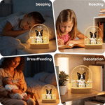 Personalized Floral Pet Photo Acrylic LED Night Light with Name Date and Wooden Base Home Decor Pet Memorial Sympathy Gift for Pet Owner