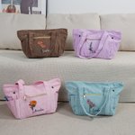Personalisierte Multicolor Geburt Blume große Cord Tote Tasche mit Namen täglichen Gebrauch Geburtstag Geschenk für Mama Oma Häkeln Enthusiast
