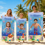 Personalized 3D-Style Design Photo Oversized Quick-Dry Beach Towel with Name Beach Party Summer Vacation Birthday Gift for Kids Diving Instructors