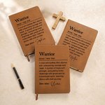 Personalised Warrior Faux Leather Journal Notebook with Name Inspirational Encouragement Cancer Recovery Anniversary Gift for Cancer Patient Survivor