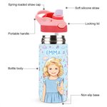 Personalised Multicolour Excavator Animal 12 oz Insulated Kid Water Bottle with Name and Photo Back to School Birthday Gift for Boys Girls Kids