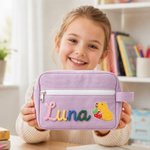 Personalized Cute Cartoon Animal Large Corduroy Pencil Case with Name Back to School Gift for Kids Students