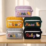 Personalized Cute Cartoon Animal Large Corduroy Pencil Case with Name Back to School Gift for Kids Students
