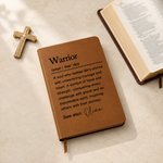 Personalised Warrior Faux Leather Journal Notebook with Name Inspirational Encouragement Cancer Recovery Anniversary Gift for Cancer Patient Survivor