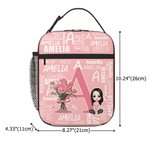 Personalised Cartoon Character Birth Flower Bouquet Name Insulated Lunch Bag Daily Travel Back to School Birthday Gift for Kids Students