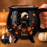 Personalised Halloween Style Pet Photo Pumpkin Cauldron Ceramic Coffee Mug with Name and Handle Halloween Party Birthday Gift for Pet Owners Lovers