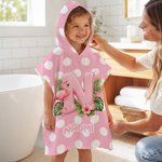 Personalised Polka Dot Summer Theme Initial Quick Dry Hooded Beach Towel with Name Beach Swimming Pool Summer Holiday Gift for Kids