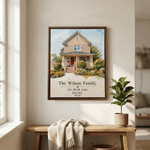 Personalised Oil Painting House Building Canvas Print with Photo Address Year and Text Wall Decor Ship from USA Housewarming Gift for Family Friends