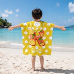 Personalised Polka Dot Summer Theme Initial Quick Dry Hooded Beach Towel with Name Beach Swimming Pool Summer Holiday Gift for Kids