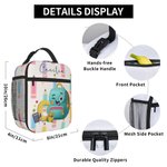 Personalized School Cartoon Pattern Waterproof Lunch Bag with Name and Initial Back to School Birthday Gift for Kids Students