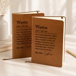 Personalised Warrior Faux Leather Journal Notebook with Name Inspirational Encouragement Cancer Recovery Anniversary Gift for Cancer Patient Survivor