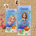 Personalized 3D-Style Design Photo Oversized Quick-Dry Beach Towel with Name Beach Party Summer Vacation Birthday Gift for Kids Diving Instructors
