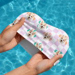 Personalized Multicolour Chessboard Flower Face Photo Comfortable Swim Cap Swimming Accessories Birthday Gift for Men Women Kids